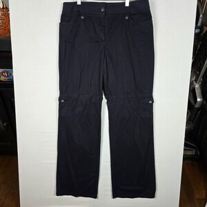 Ann Taylor LOFT Black‎ Cargo Pants Women's 10 Straight Leg Stretch Pockets